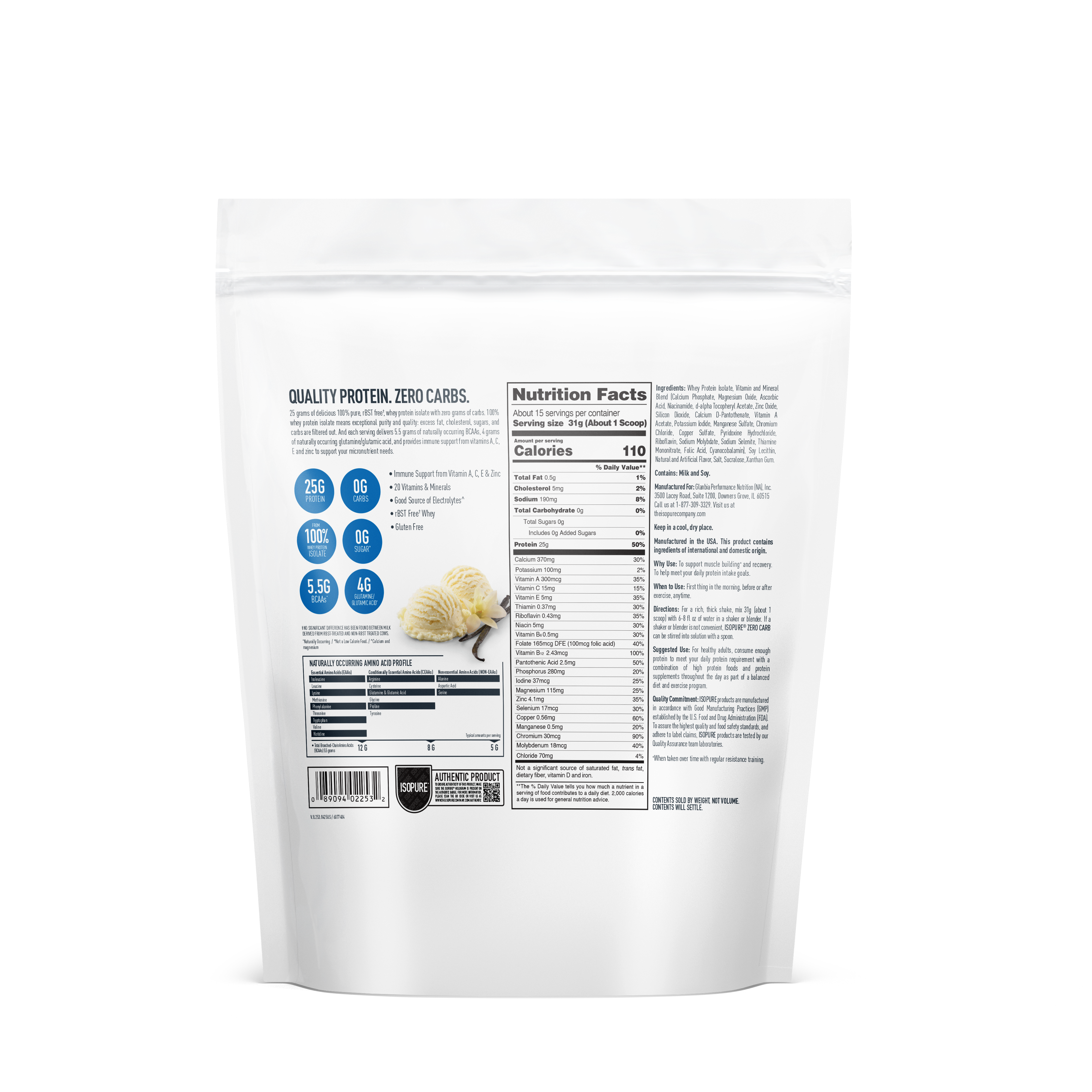 ISOPURE ZERO CARB | 1 lb | Bolsa - Imagen 2